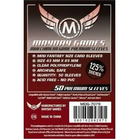 Sleeves Mayday 43x65mm Mini Chimera PREMIUM - 50 pièces photo couverture de jeu