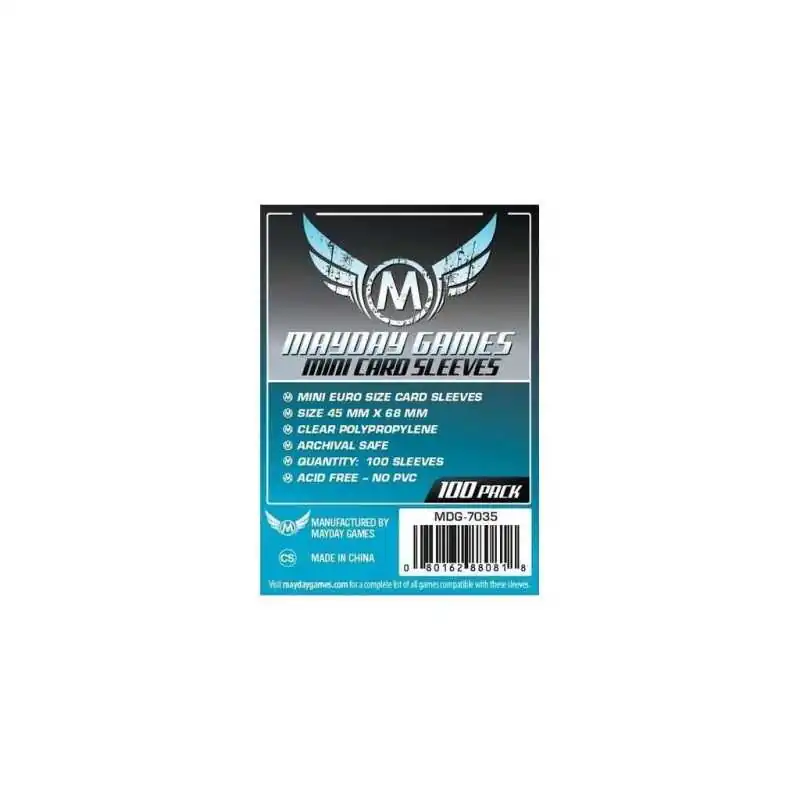 Sleeves Mayday 45x68mm Mini Euro STANDARD - 100 pièces photo couverture de jeu