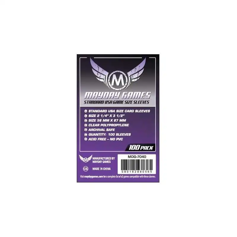 Sleeves Mayday 56x87mm USA STANDARD - 100 pièces photo couverture de jeu