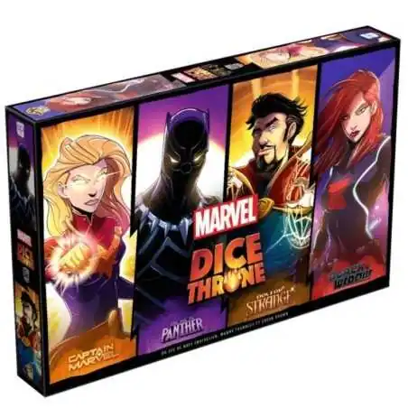 Dice Throne Marvel : Captain Marvel - Black Panther - Black Widow - Dr Strange photo couverture de jeu