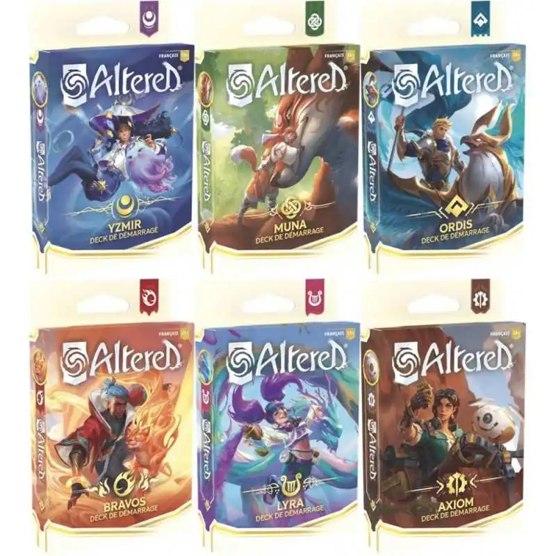 Altered - Lot de 6 Deck de démarrage FR : Axiom + Yzmir + Bravos + Lyra + Muna + Ordis photo couverture de jeu